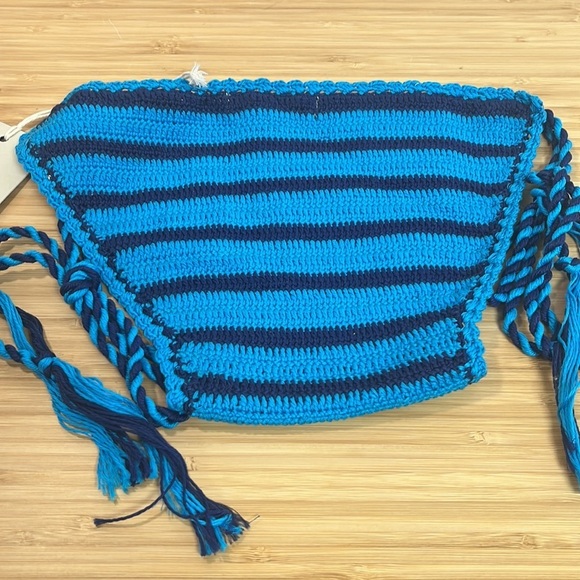 NWT Lemlem L 100% Cotton Knit Bathing Suit Bikini Bottom Blue Stripe Adjustable - Picture 8 of 11